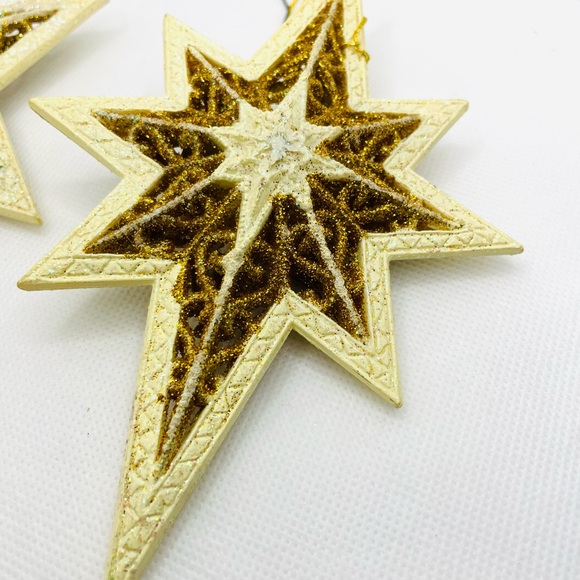 Set of 3 Star Shaped Christmas Holidays Ornaments Decor - Picture 2 of 4